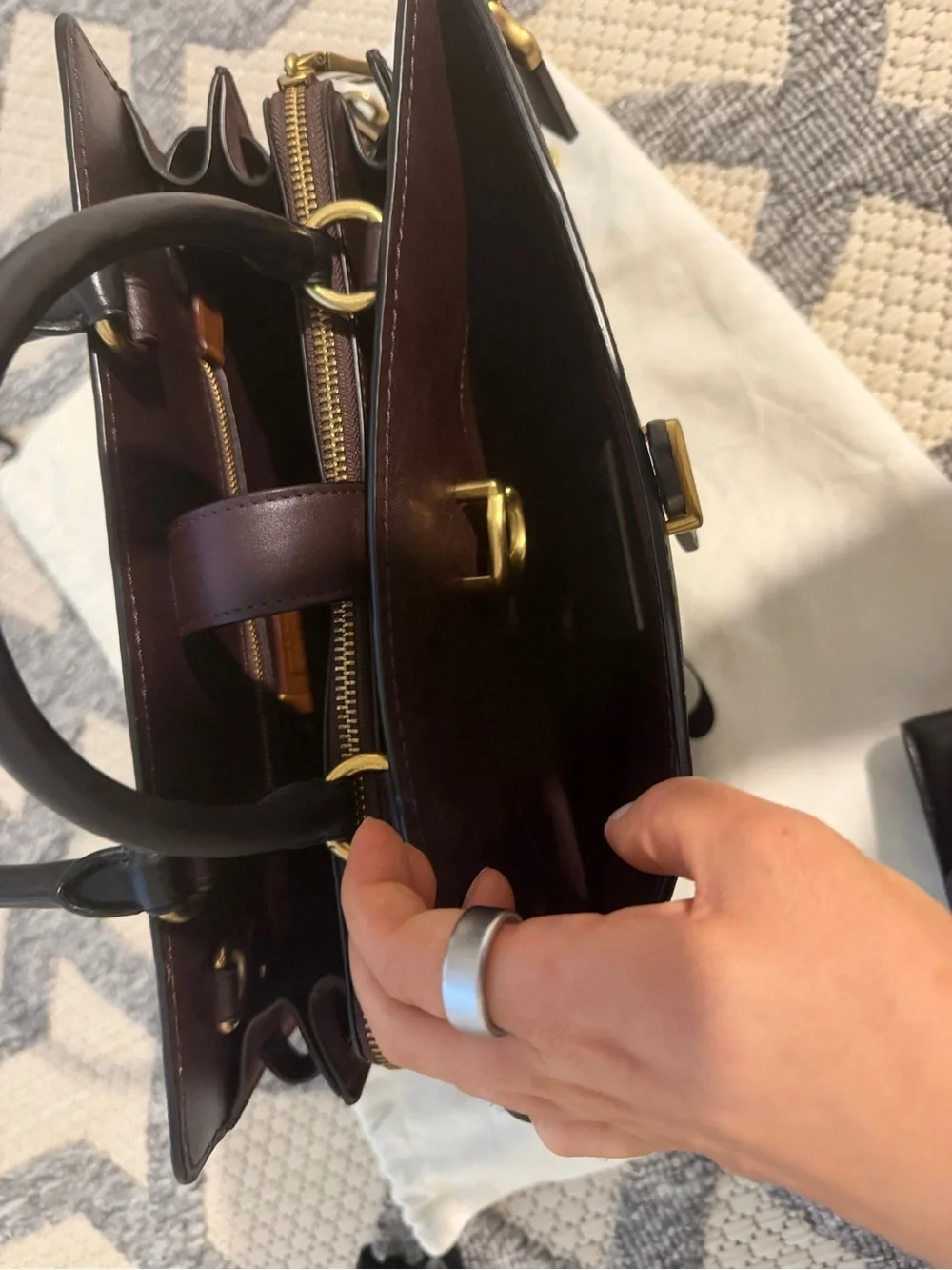 Coach Black Leather Satchel with Gold Hardware